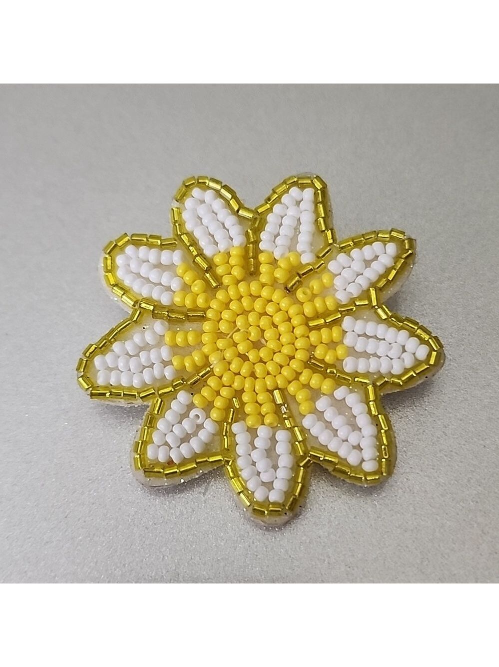 BEADED SUNFLOWER Boho  Embellished Brooch Pin